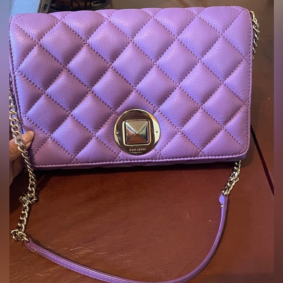 Kate Spade Purple Quilted Pale Gold Coast Meadow Shoulder Bag NWT full inclusion - Picture 3 of 15
